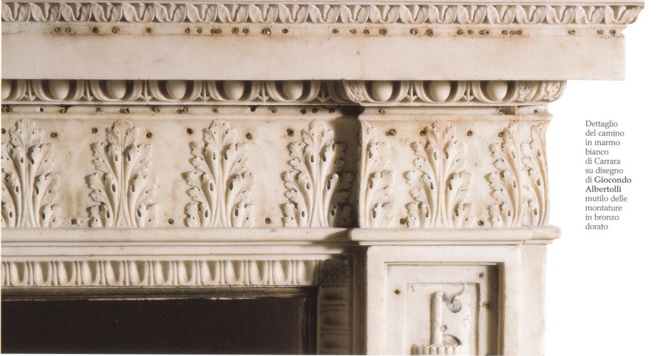 Fireplace with golden carvings