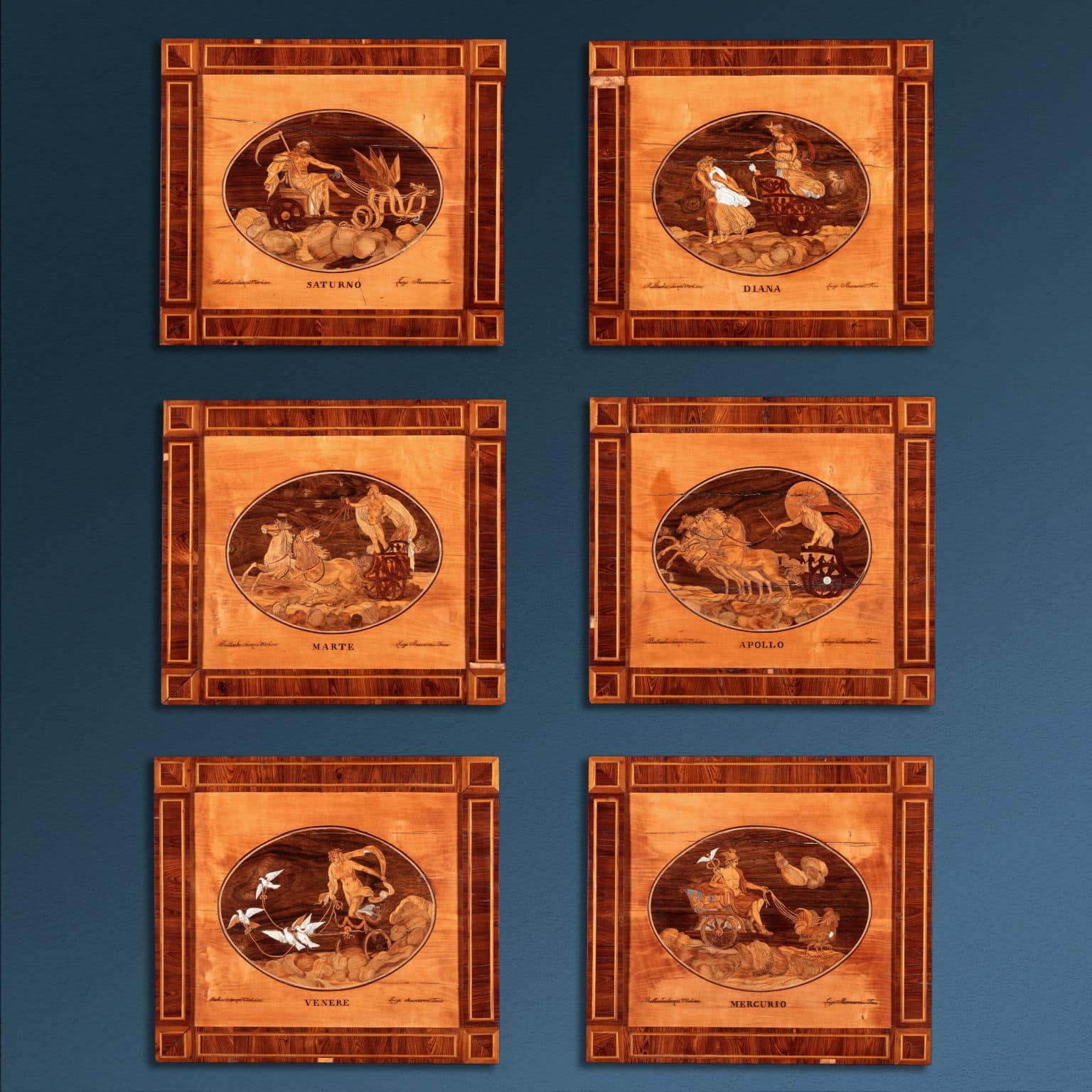 Series of six mythological panels, Luigi Mascaroni, Milan, early 19th century