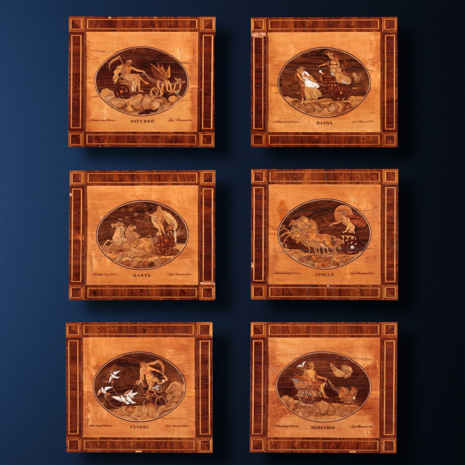 Series of six mythological panels, Luigi Mascaroni, Milan, early 19th century