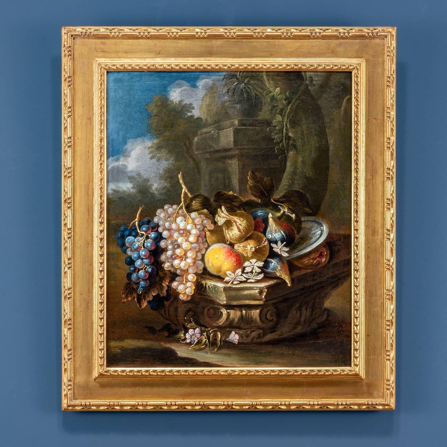 Grapes, figs, pomegranate and peaches on a pillar – Maximilian Pfeiler, first quarter of the 18th century