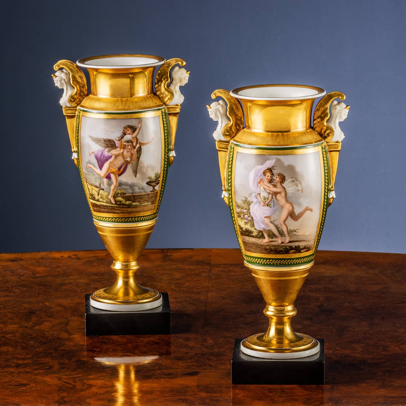Pair of Dagoty ceramic vases, Paris, c. 1810