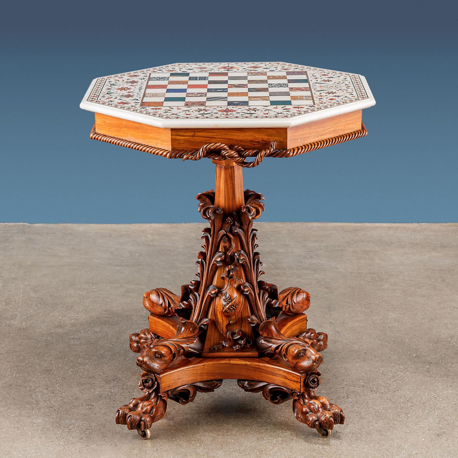 Table in semiprecious stone, Amic Hotton (attributed to), 19th century