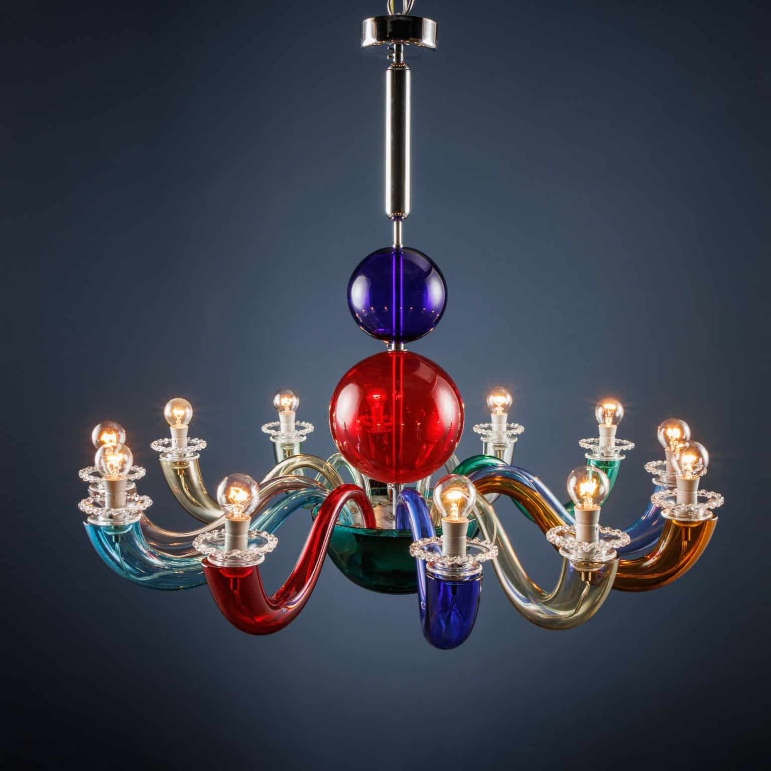 Gio Ponti multicolor chandelier for Venini