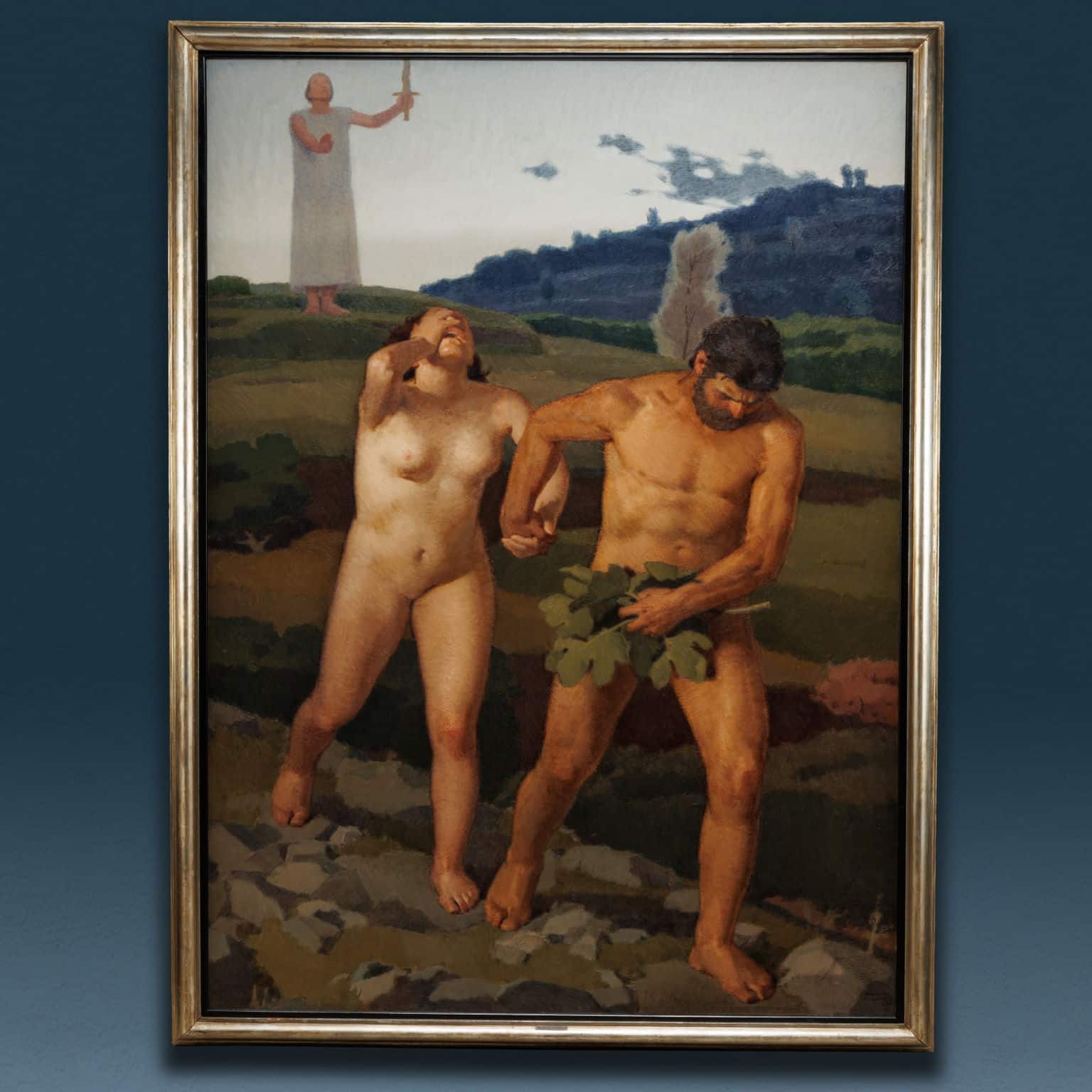 The Expulsion of Adam and Eve. Augusto Columbo. Oil painting on canvas