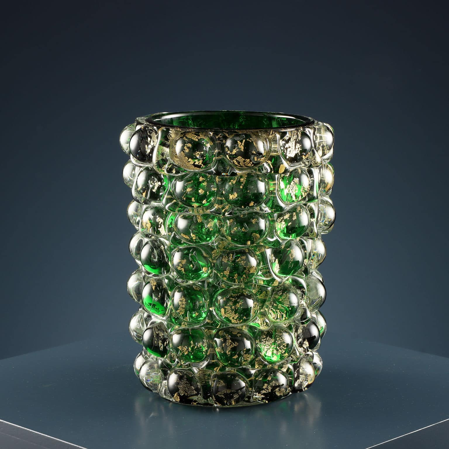 Ercole Barovier 1940s 1950s Vase ‘Lenti’ Series, Green Version