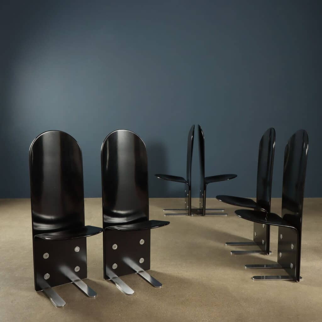 'Set of Six 'Pellicano' Chairs by Luigi Saccardo for Arrmet