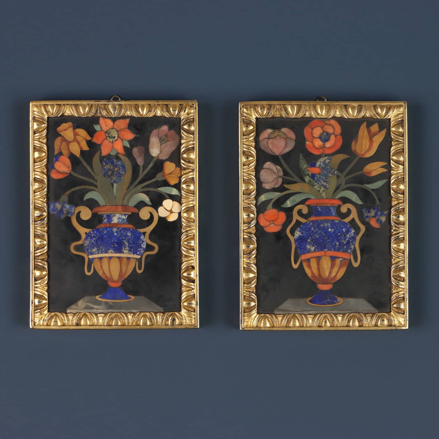 Pair of Florentine mosaic plaques. Florence, first half of the 17th century.