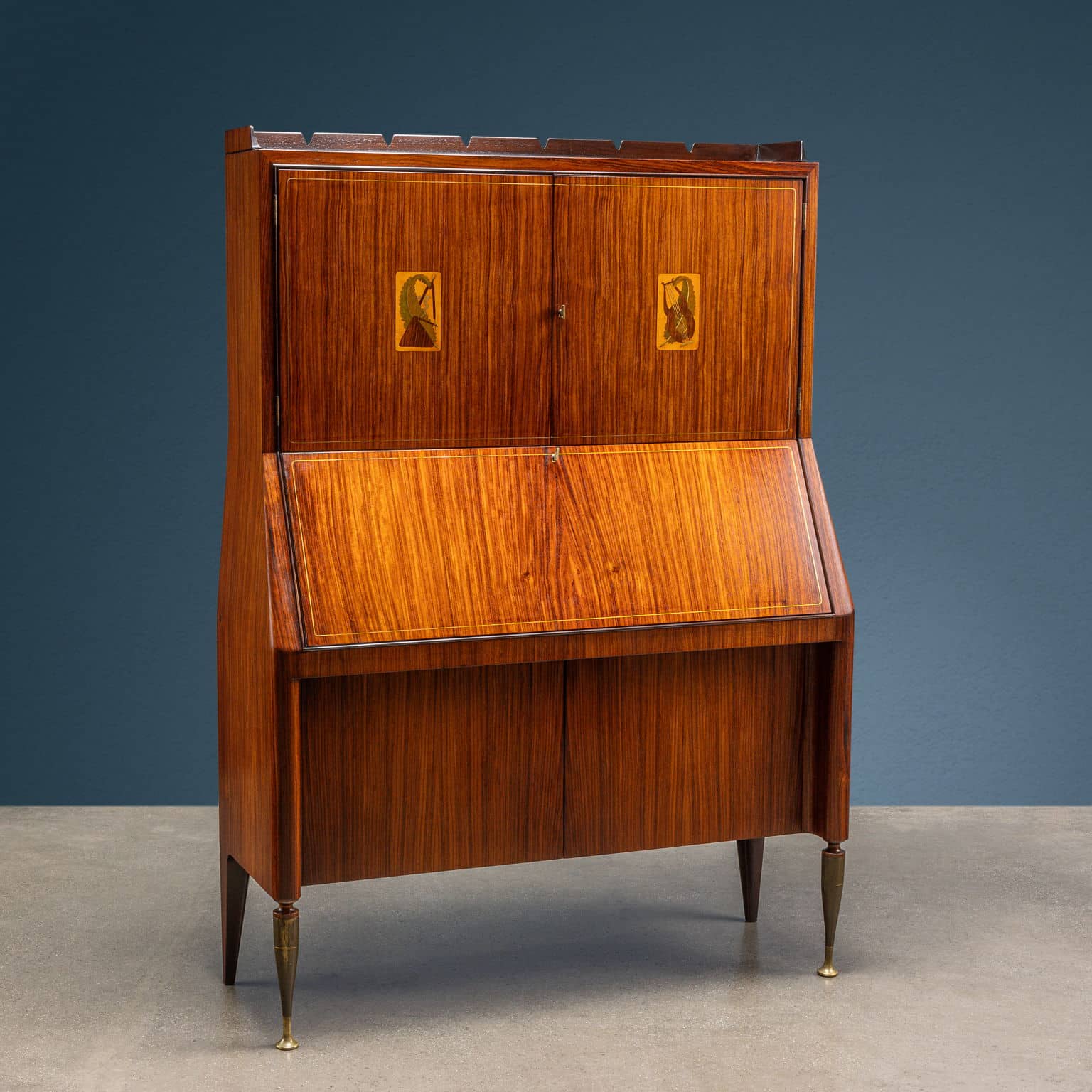 1950s Vintage Drop-Leaf Cabinet, Italian Manufacture