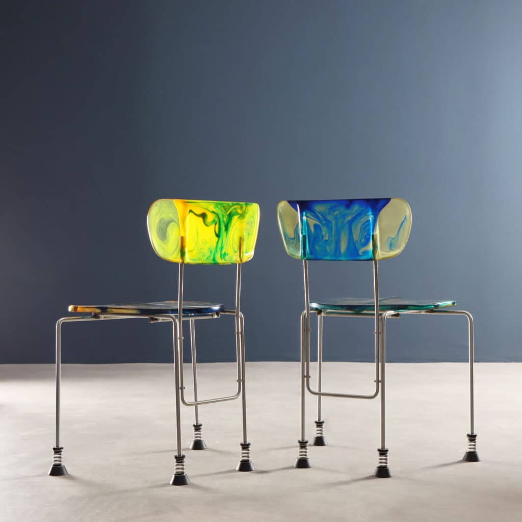 Two '543 Broadway' dining chairs by Gaetano Pesce for Bernini