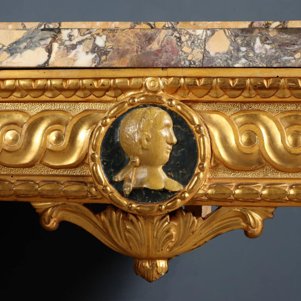 Pair of Florentine Corner Console Tables, 18th Century