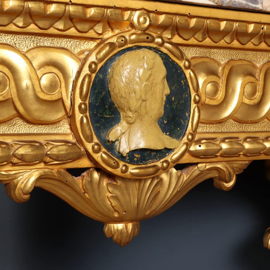 Pair of Florentine Corner Console Tables, 18th Century