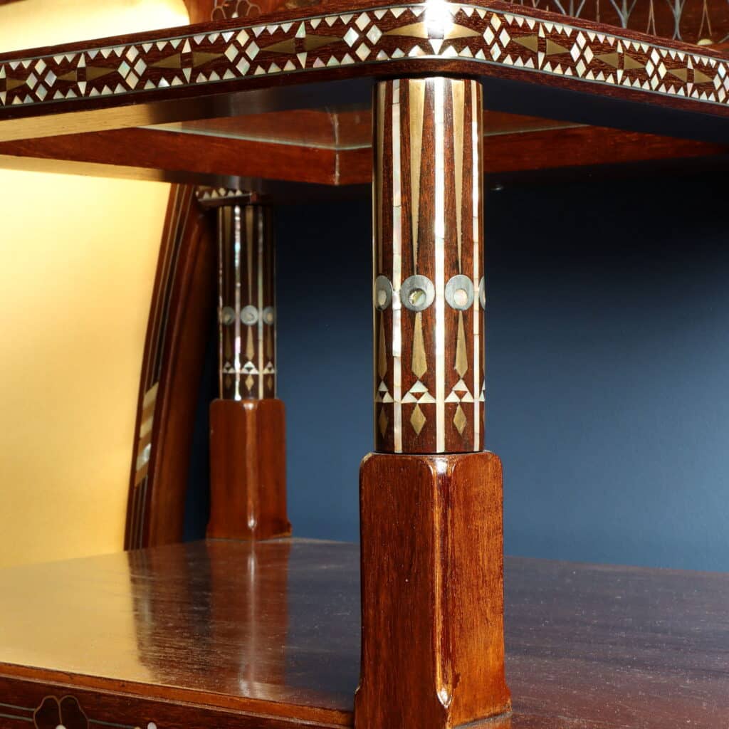 Sofa with integrated mirror, one of the finest examples of Quarti's mature Art Nouveau design.
